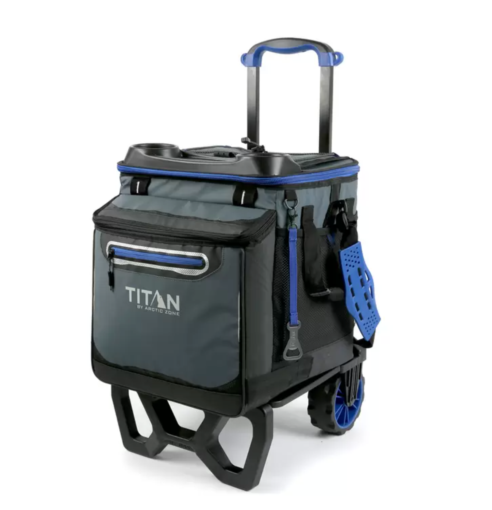 Titan 22.5 Litre (23.7 US Quart) 60 Can Rolling Cooler with All Terrain Cart (Blue) - Image 3