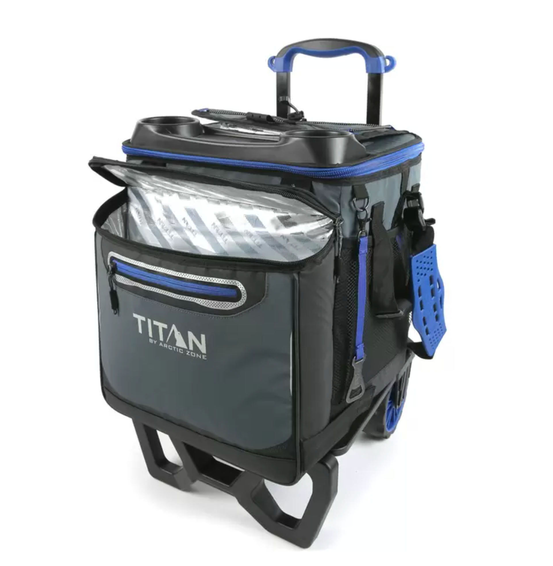 Titan 22.5 Litre (23.7 US Quart) 60 Can Rolling Cooler with All Terrain Cart (Blue) - Image 6
