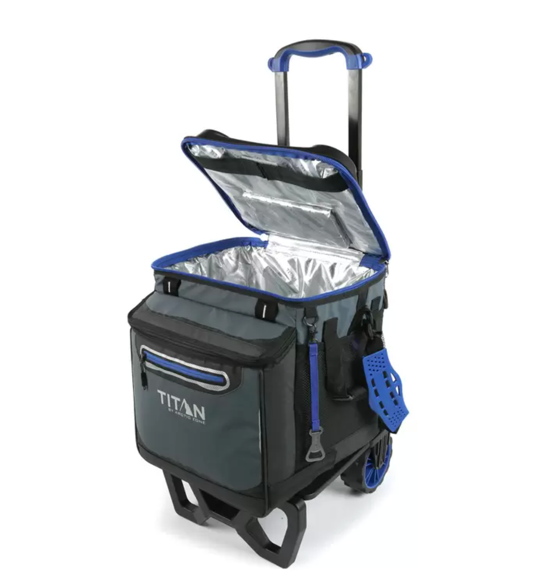 Titan 22.5 Litre (23.7 US Quart) 60 Can Rolling Cooler with All Terrain Cart (Blue) - Image 7