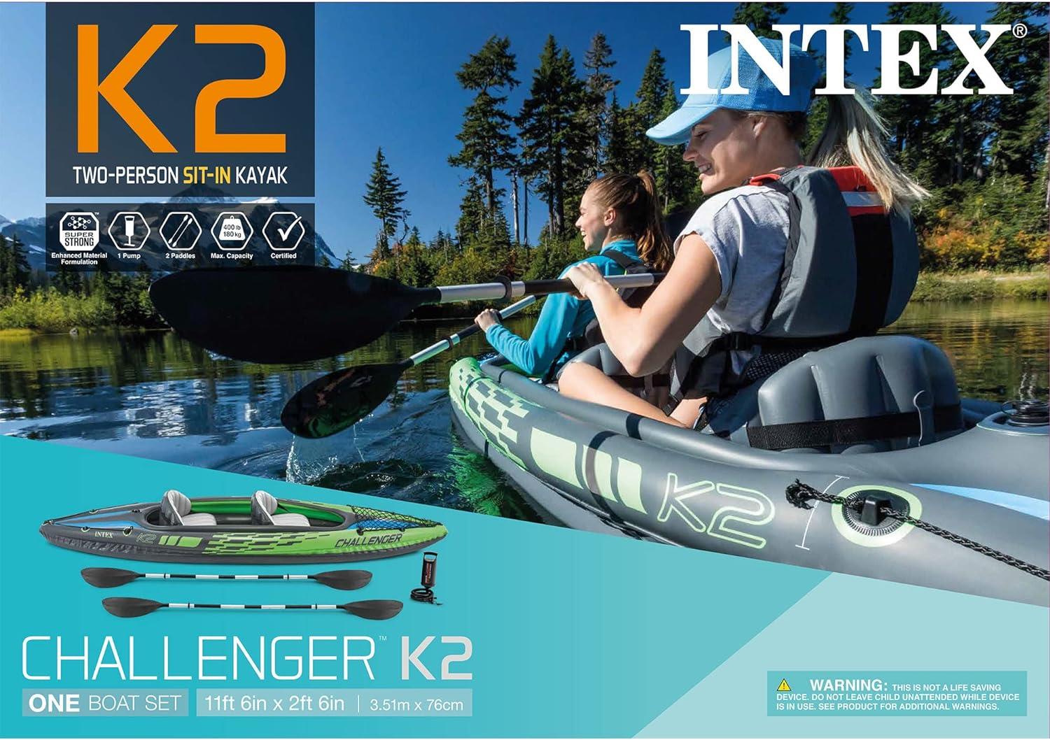 Intex Challenger K2 11ft (3.5m) 2 Person Inflatable Kayak - Image 2
