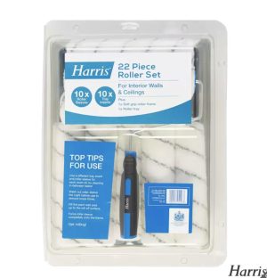Harris Roller Set, Interior 22 Piece, 10x Roller Sleeves, 10x Tray Inserts, Roller Frame, Roller Tray