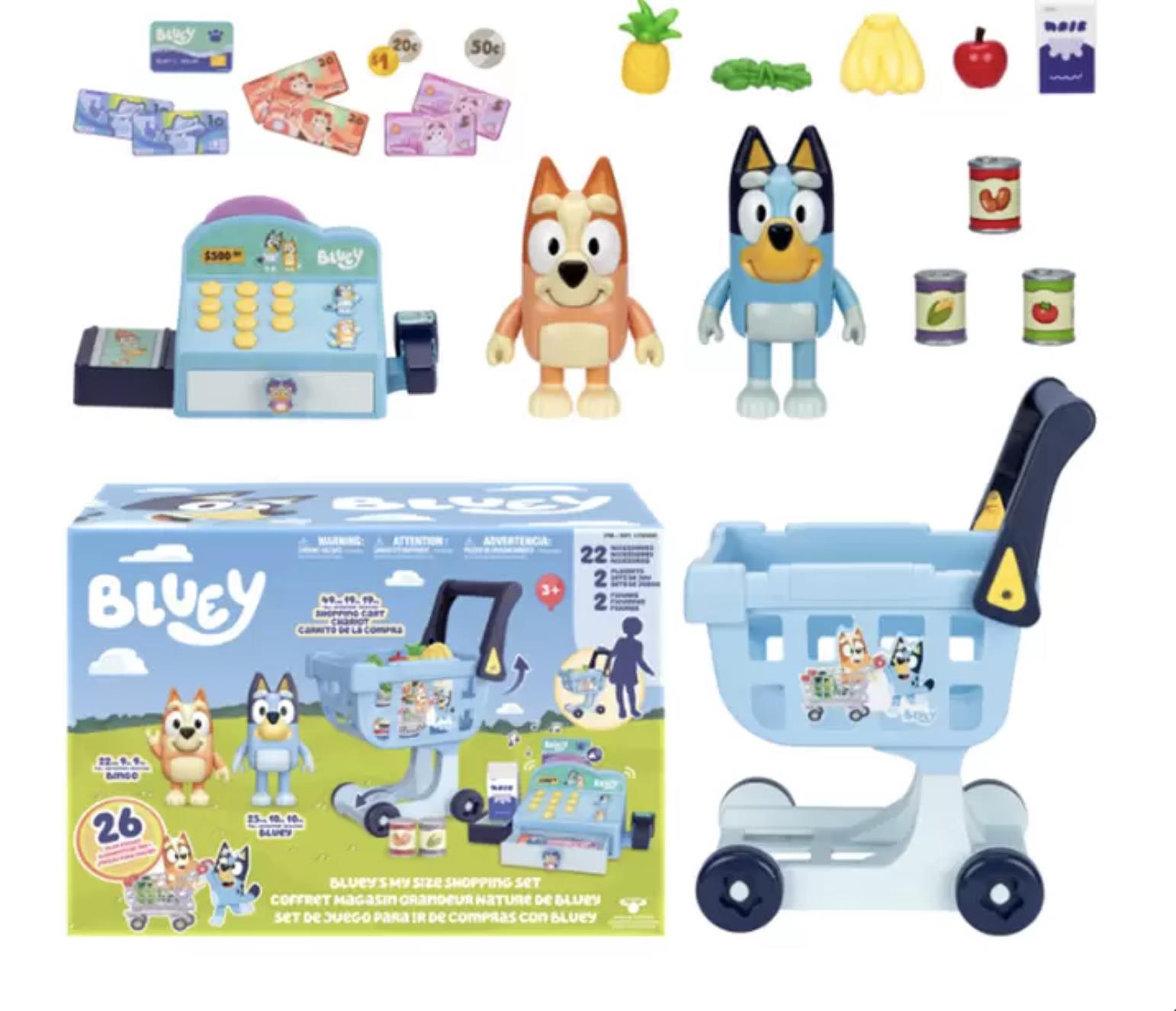 Bluey's My Size Shopping Set with Trolley, Cash Register and 26 Play Pieces - Image 3