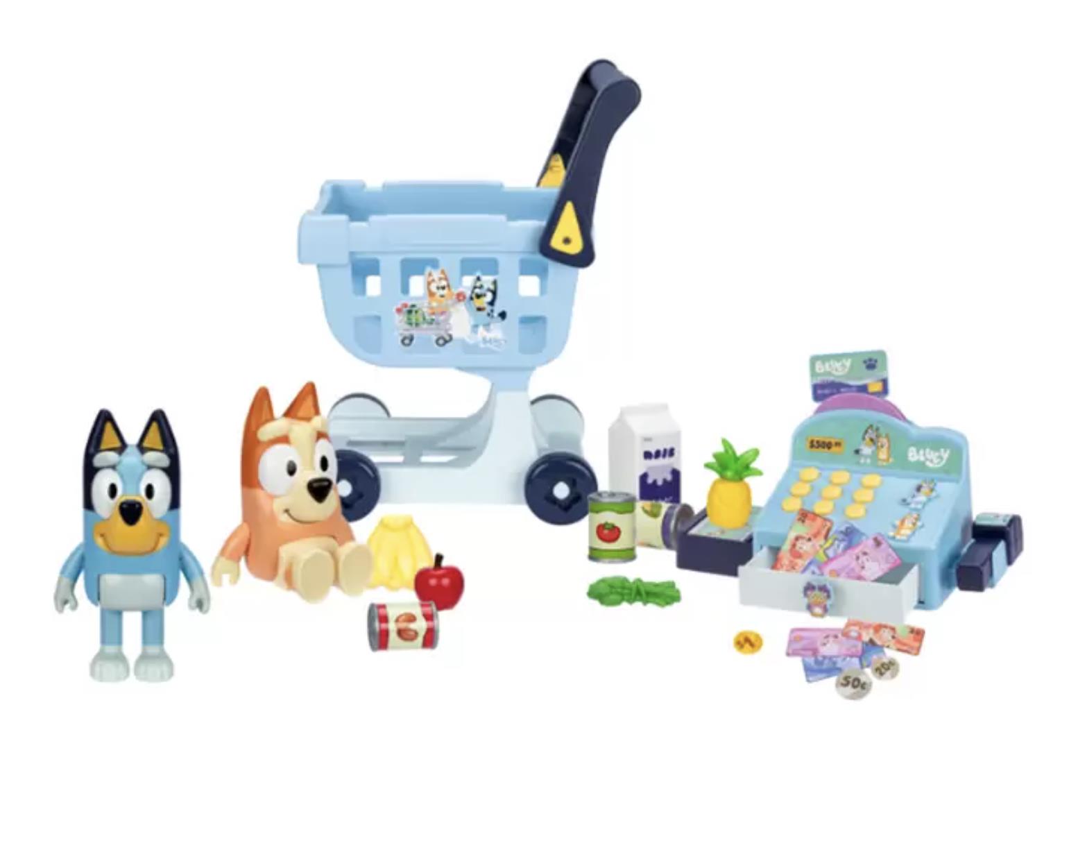 Bluey's My Size Shopping Set with Trolley, Cash Register and 26 Play Pieces - Image 4