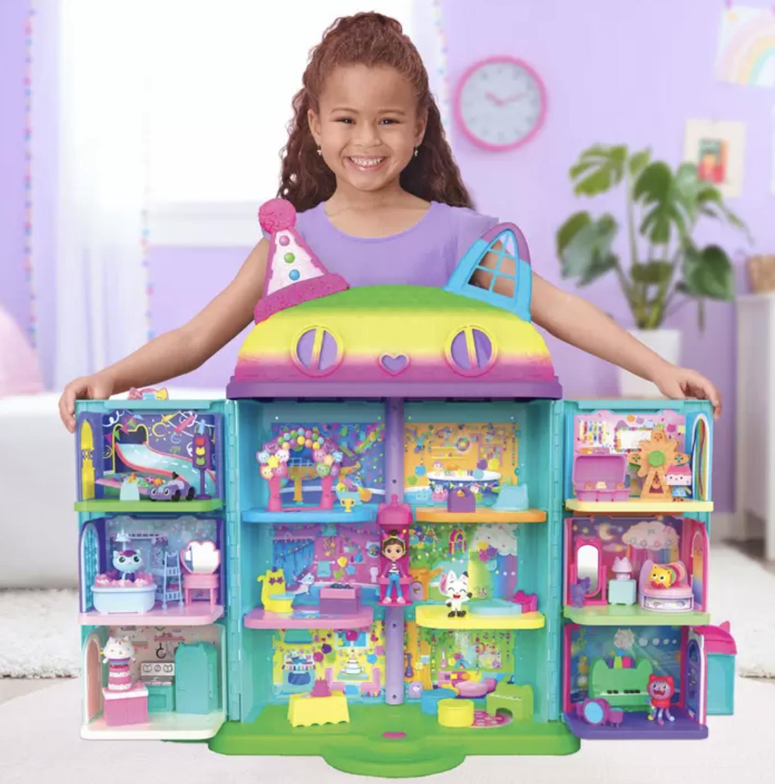 Gabby’s Celebration Dollhouse + 6 Deluxe Rooms Gift Set 60+ Pieces House Bundle with Sounds & Music - Image 8