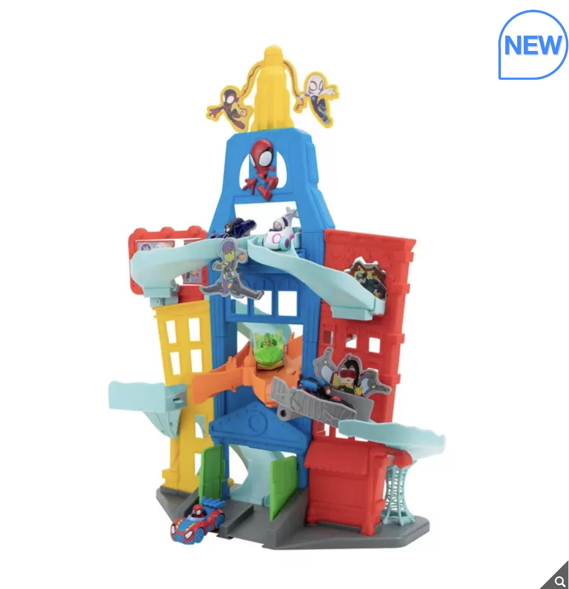 Spidey and His Amazing Friends Amazing Metals City Track Set: Multi-level Playset with 2 Race Tracks and 6 Vehicles - Image 8