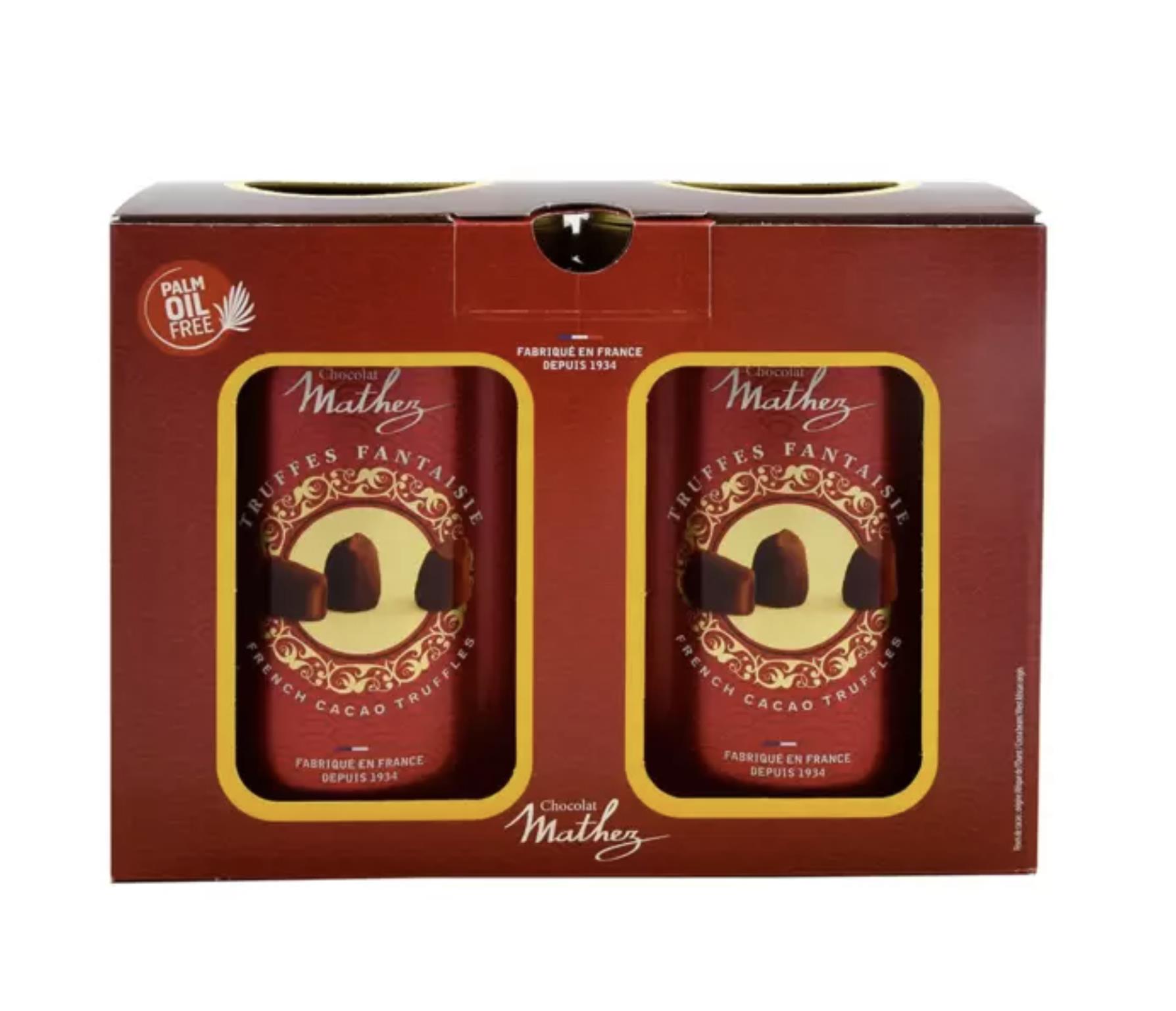 Mathez Cocoa Dusted French Truffles, 2 x 500g Tins