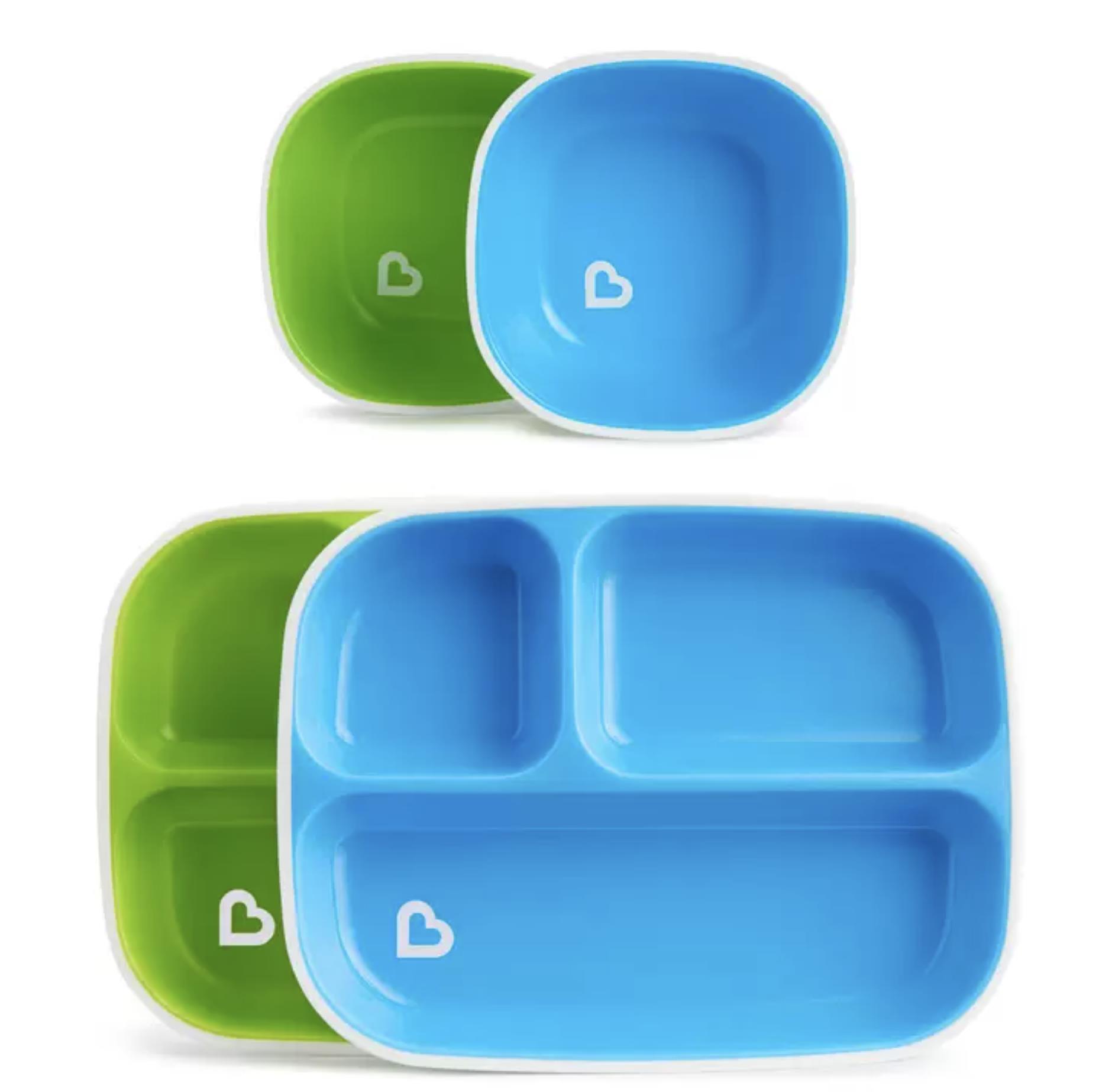 Munchkin Splash 9 Piece Toddler Dining Set | 3 Divided Plates | 3 Cups with Lids | 3 Bowls - Image 2