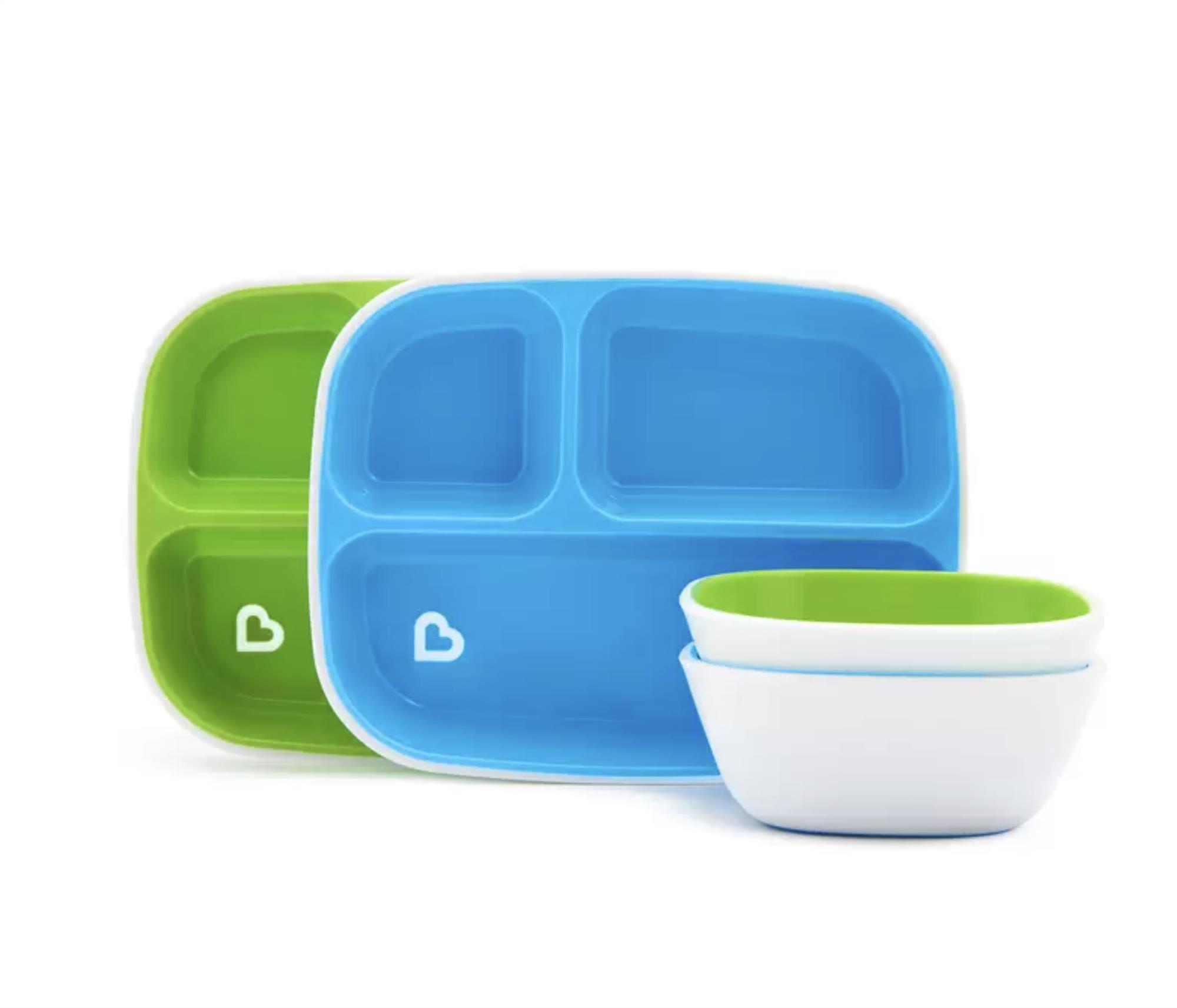 Munchkin Splash 9 Piece Toddler Dining Set | 3 Divided Plates | 3 Cups with Lids | 3 Bowls - Image 5