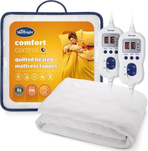 Silentnight Multi-Zone Electric Blanket Mattress Topper – Heating Pad with 4 Individual Heating Zones, 9 Heat Settings, Built-in Timer and Easy Fit Straps – Machine Washable