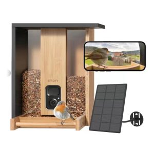 Birdfy Smart Premium Bamboo Bird Feeder with Camera & Solar Panel