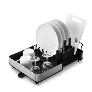 Joseph Joseph Extend Steel Expandable Dish Drainer Rack with Removable Cutlery Holder and Draining Spout