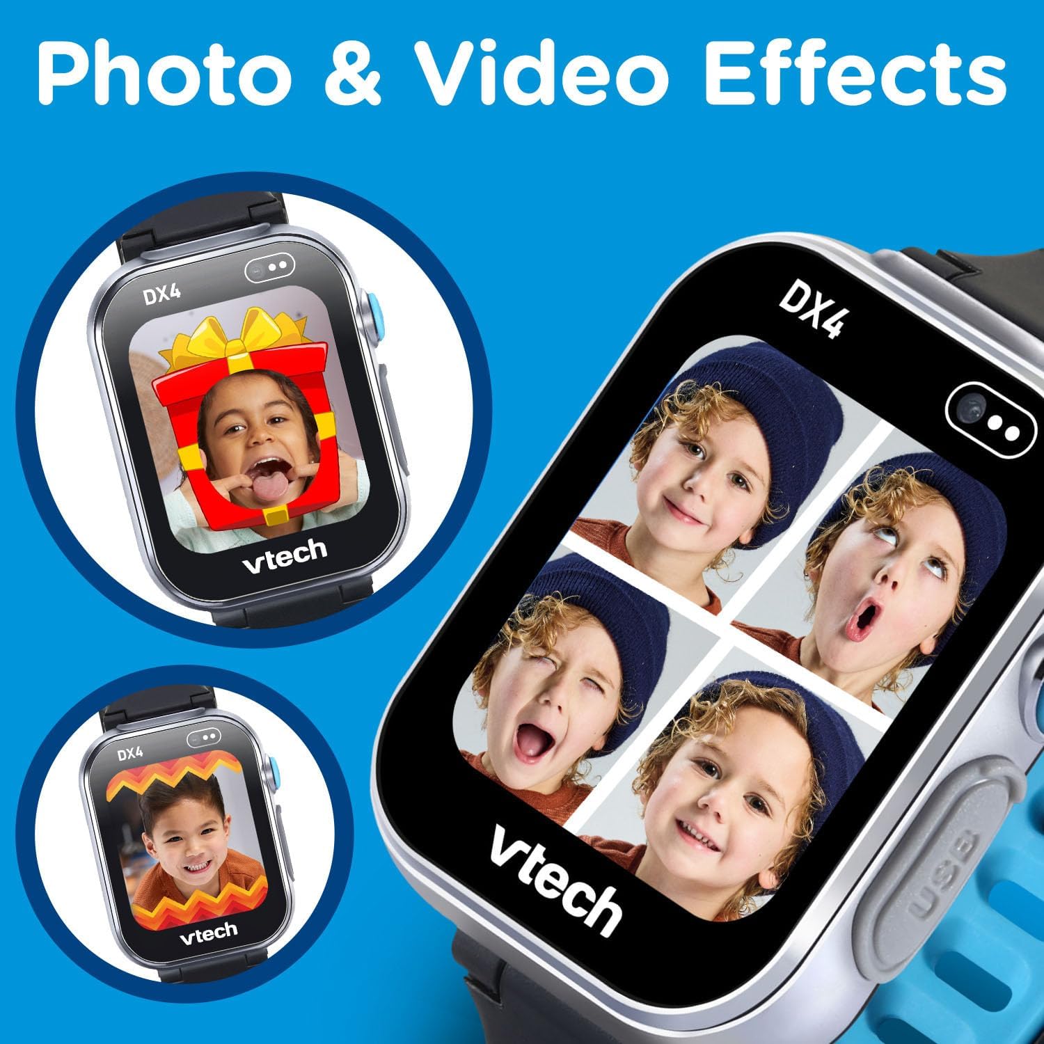 VTech KidiZoom Smartwatch DX4 – Kids Touchscreen Watch with Dual Cameras, Games & Music - Image 2