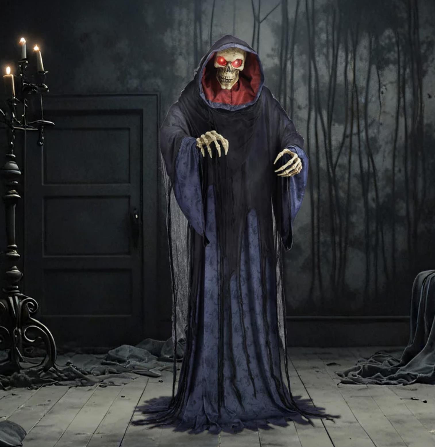 6.8ft (2.08m) Halloween Rise Up Reaper Animatronic with LED eyes