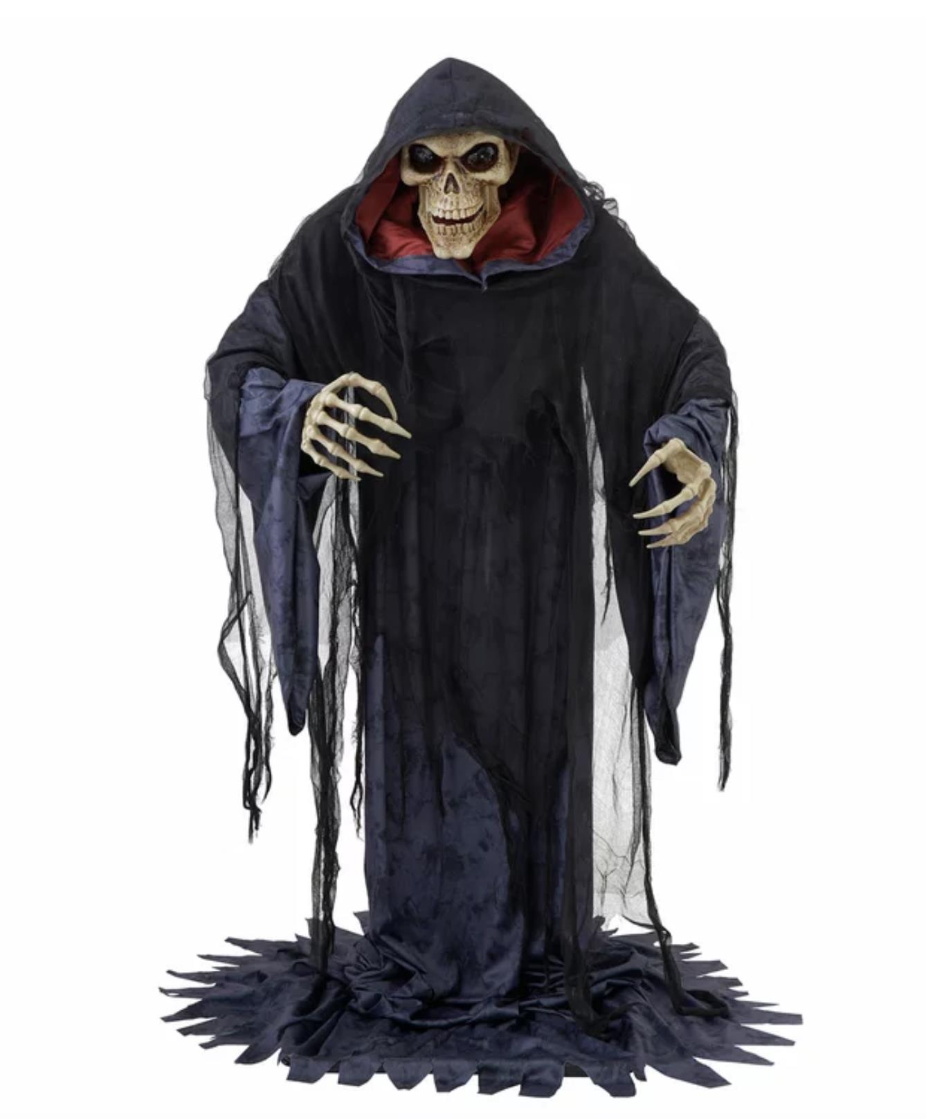 6.8ft (2.08m) Halloween Rise Up Reaper Animatronic with LED eyes - Image 4