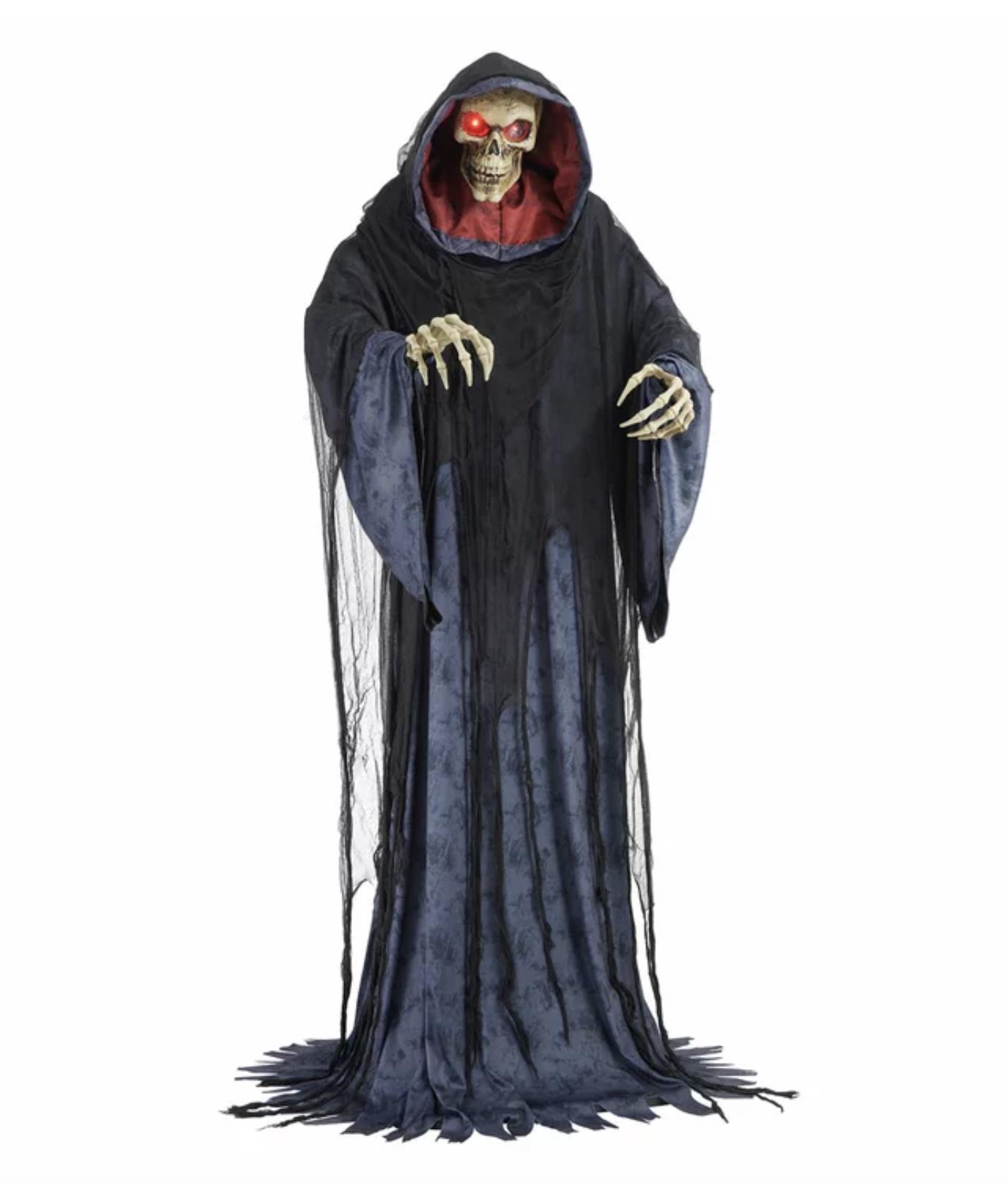 6.8ft (2.08m) Halloween Rise Up Reaper Animatronic with LED eyes - Image 5