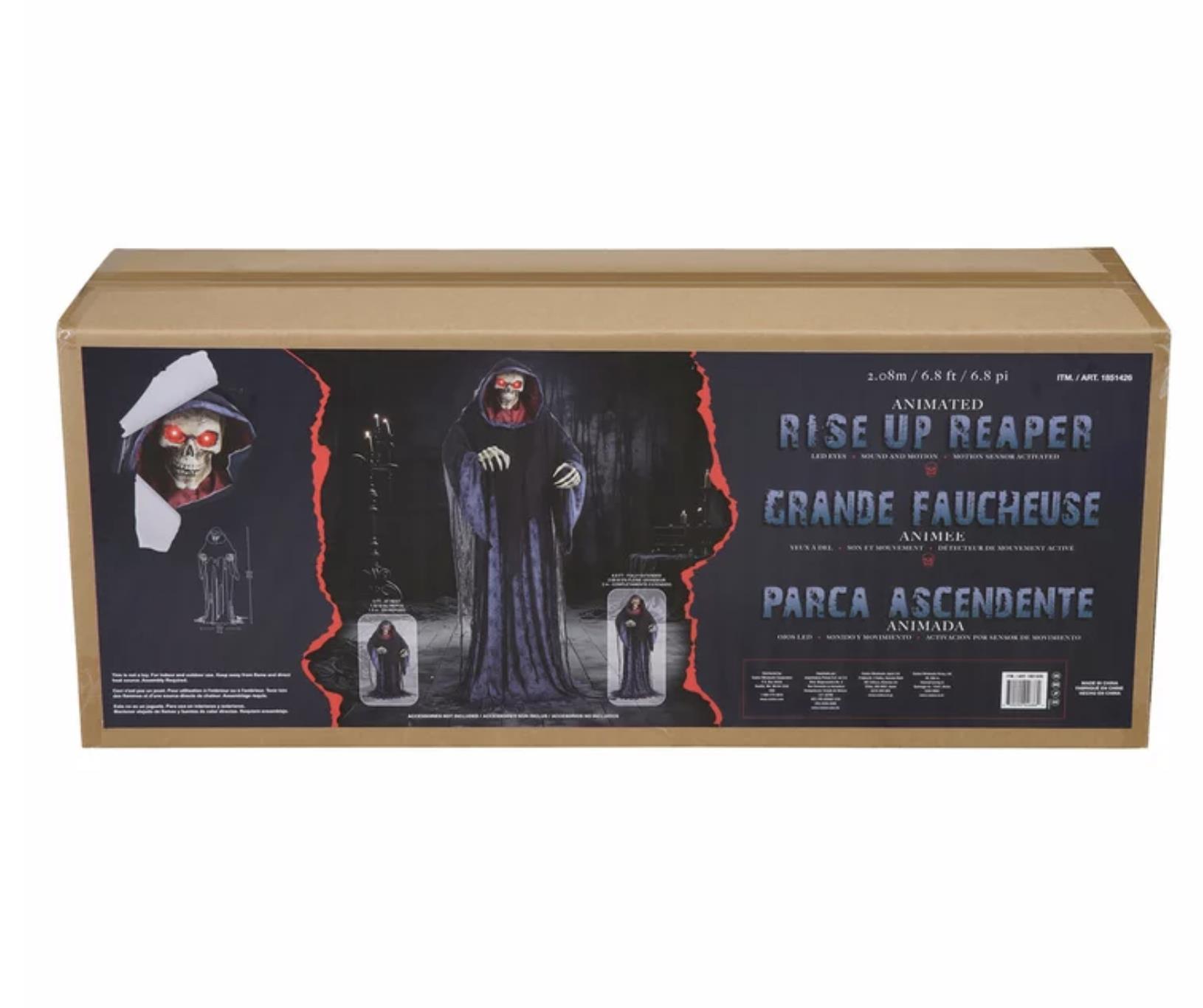 6.8ft (2.08m) Halloween Rise Up Reaper Animatronic with LED eyes - Image 8