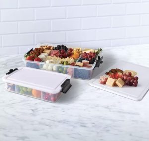 Sabatier Snacklebox 2 Pack with Cutting Board Lids – Portable Snack & Food Storage Boxes with Compartments