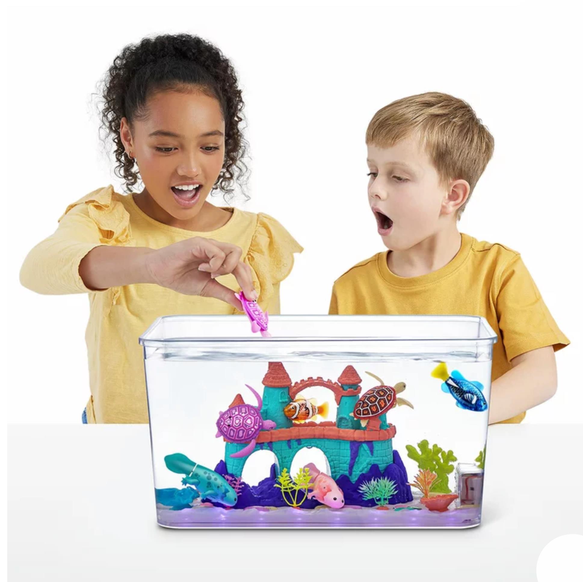 Robo Alive Light Up & Glow In The Dark Aquarium Set with Fish,Turtles & Axolotls - Image 2