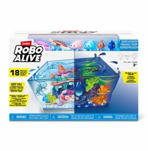 Robo Alive Light Up & Glow In The Dark Aquarium Set with Fish,Turtles & Axolotls
