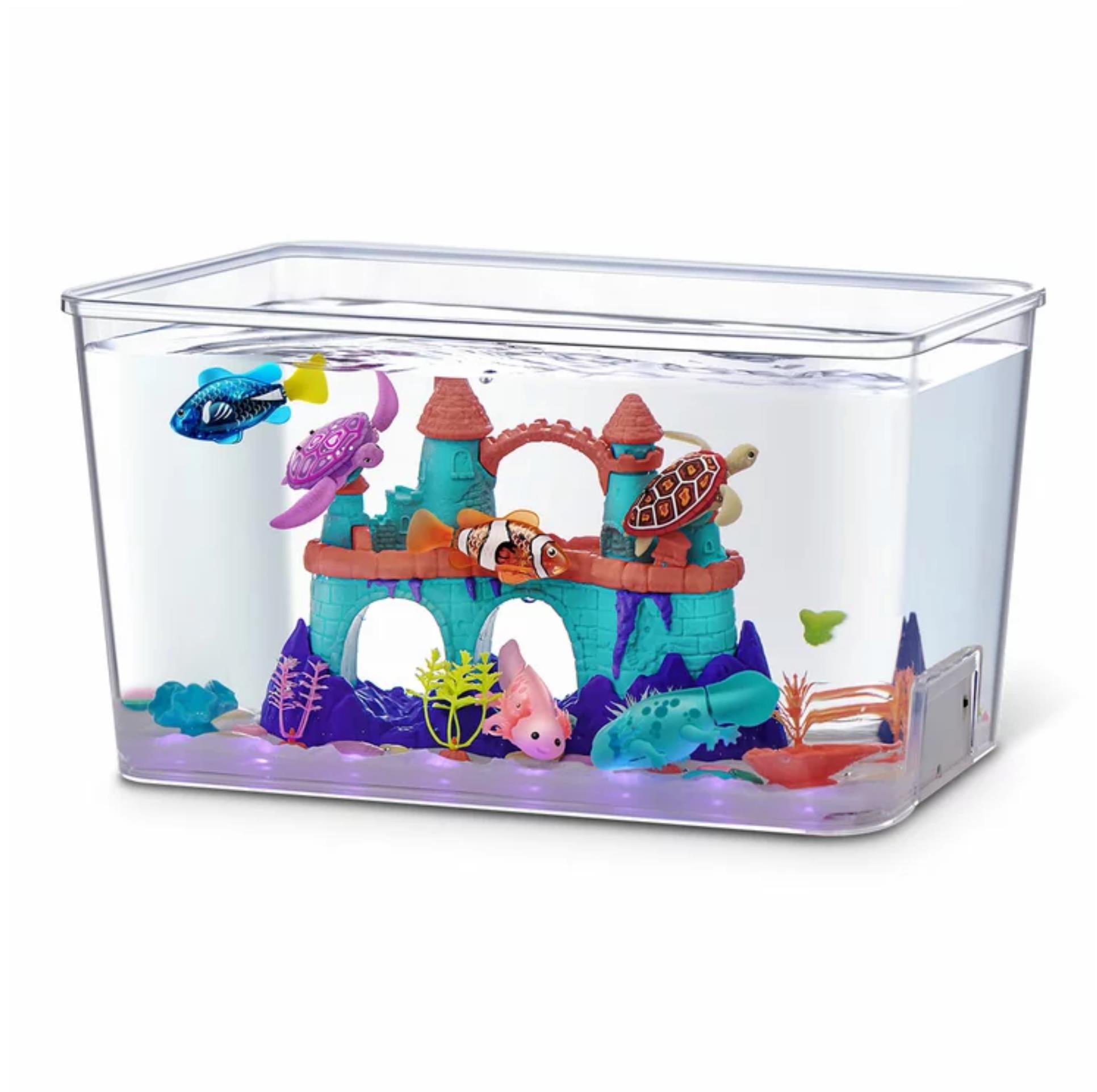 Robo Alive Light Up & Glow In The Dark Aquarium Set with Fish,Turtles & Axolotls - Image 3