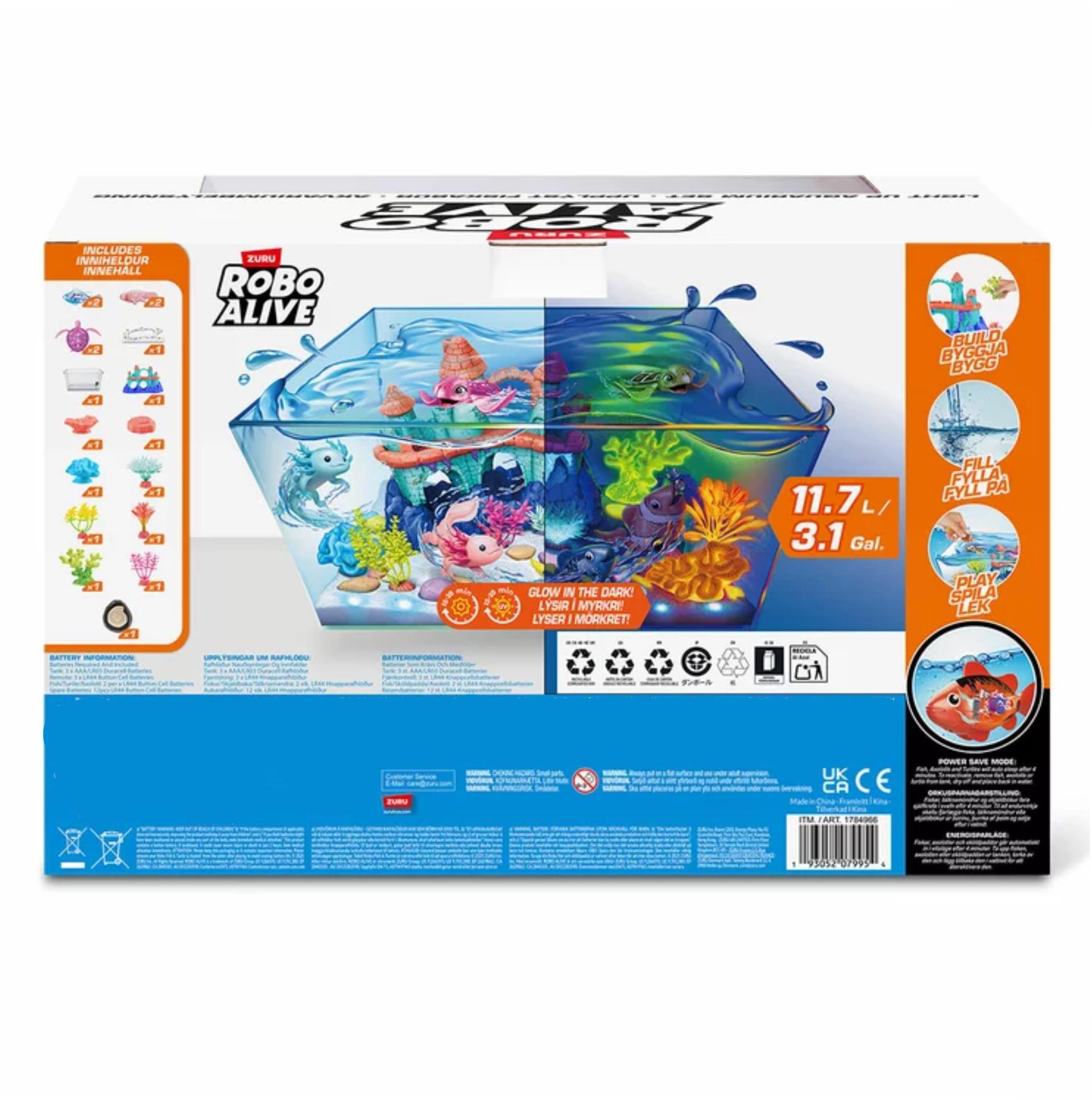 Robo Alive Light Up & Glow In The Dark Aquarium Set with Fish,Turtles & Axolotls - Image 5