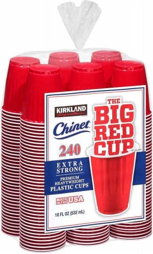 Kirkland Signature Chinet 18oz 532ml Red Plastic Cups 240 Pack