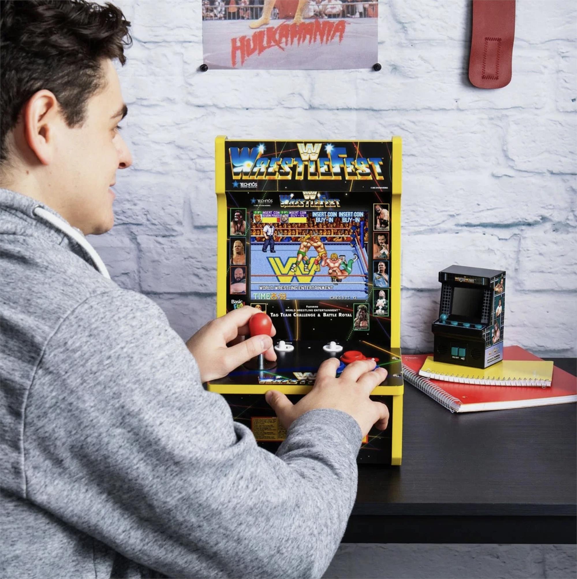 Arcade Classics WWE WrestleFest Countercade – 4-in-1 Retro Arcade Machine with 8” Screen