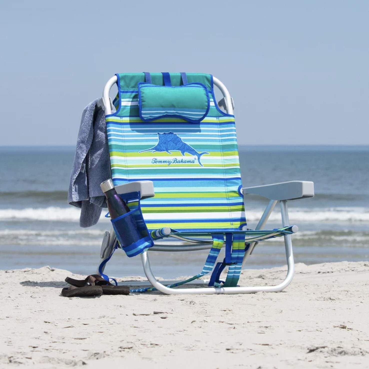 The Tommy Bahama Back Pack Beach Chair - Green Stripe
