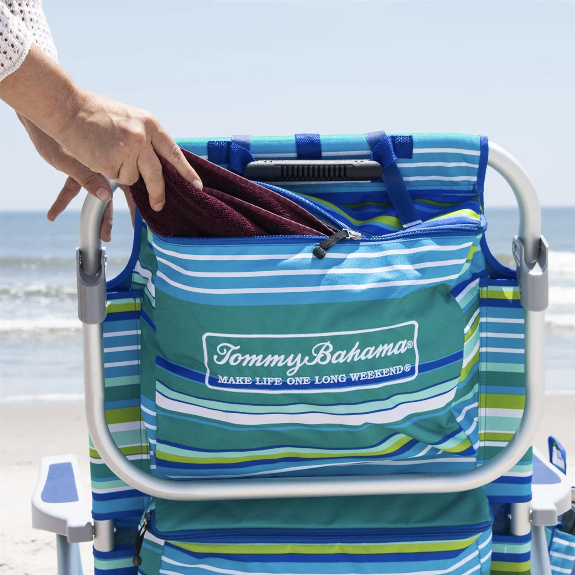 The Tommy Bahama Back Pack Beach Chair - Green Stripe - Image 3