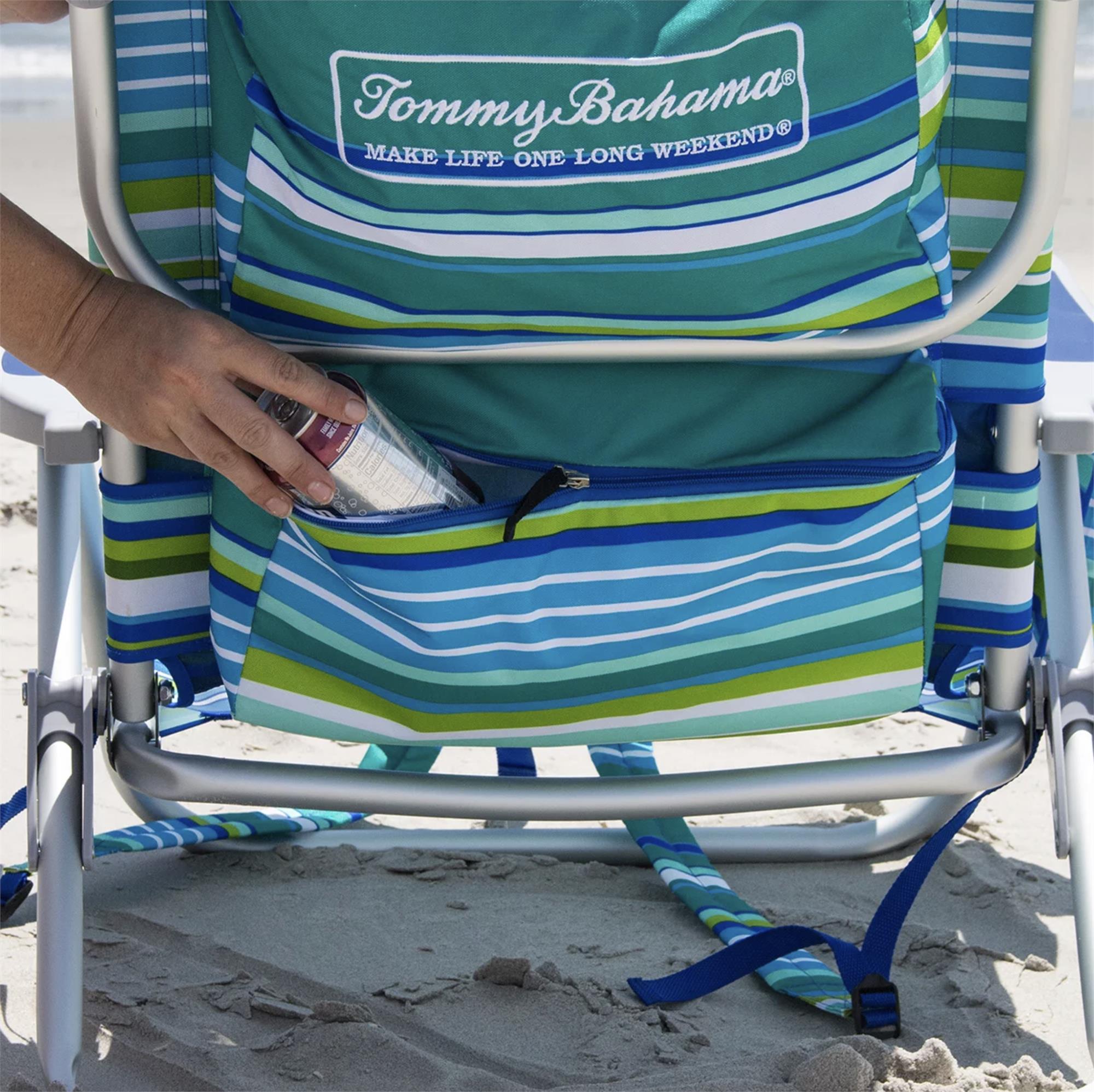 The Tommy Bahama Back Pack Beach Chair - Green Stripe - Image 4