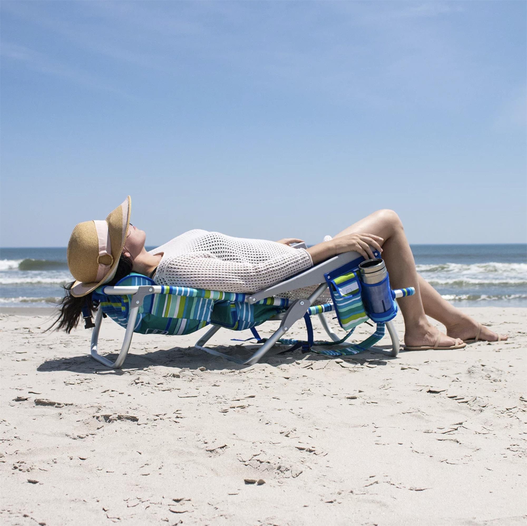 The Tommy Bahama Back Pack Beach Chair - Green Stripe - Image 5