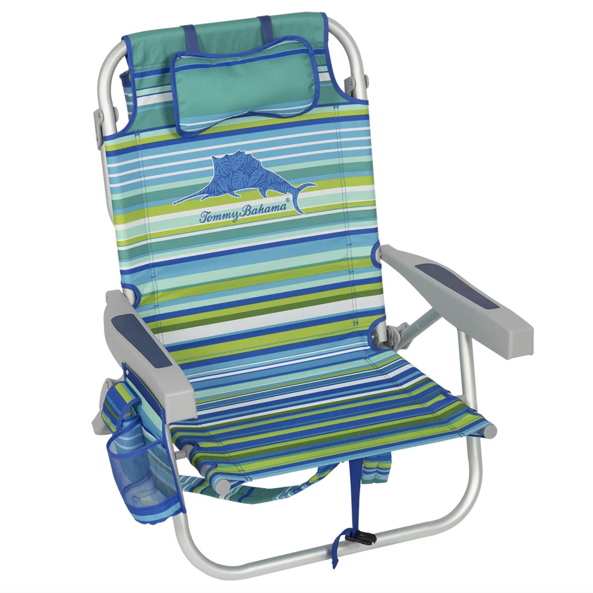The Tommy Bahama Back Pack Beach Chair - Green Stripe - Image 7