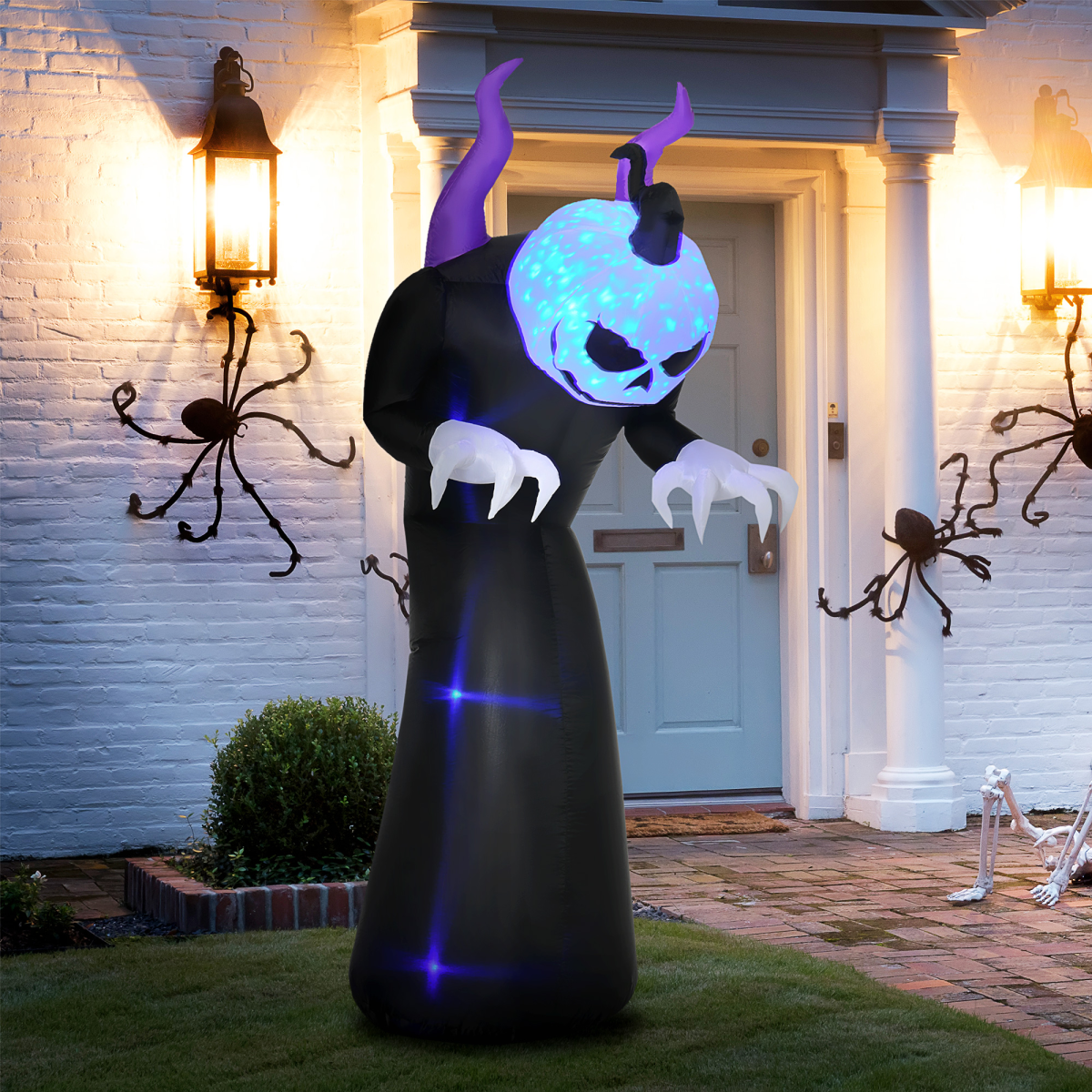 7ft Inflatable Halloween Ghost Horns Blow-Up Outdoor LED Display Flame Effect - Image 2