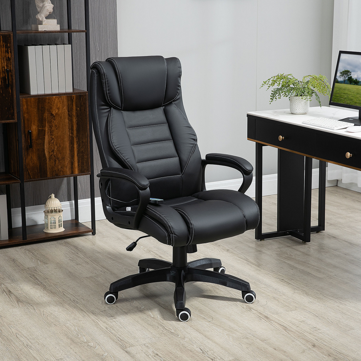 High Back 6 Points Vibration Massage Executive Office Chair, Black Vinsetto - Image 2