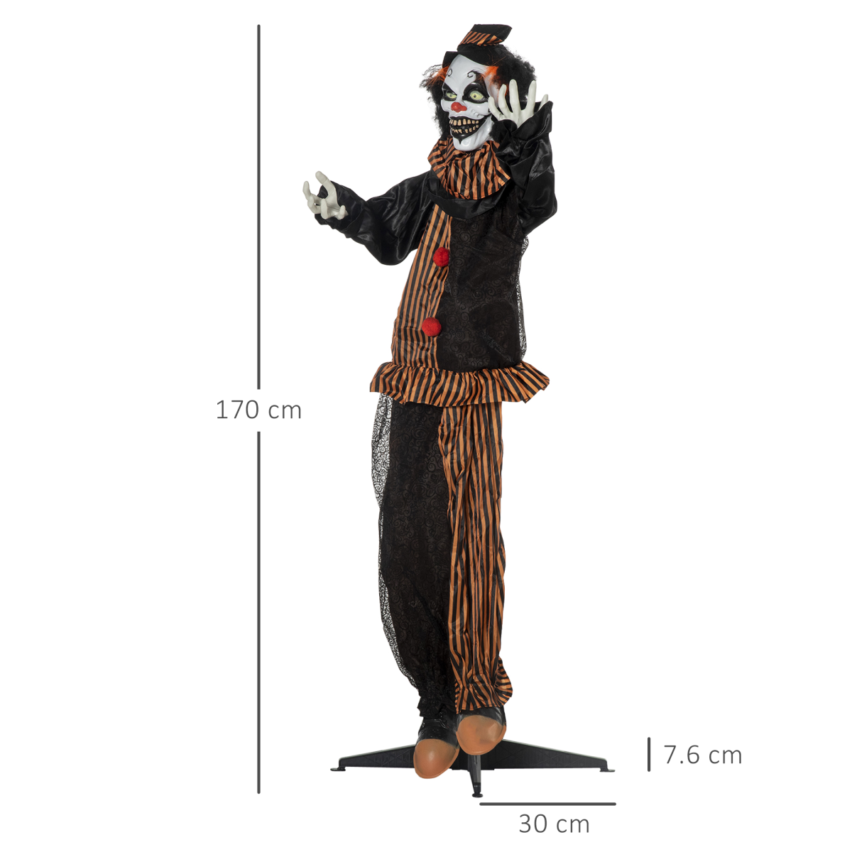 67 Inch Life Size Outdoor Halloween Talking Circus Clown Light Up Eyes Laughter - Image 3