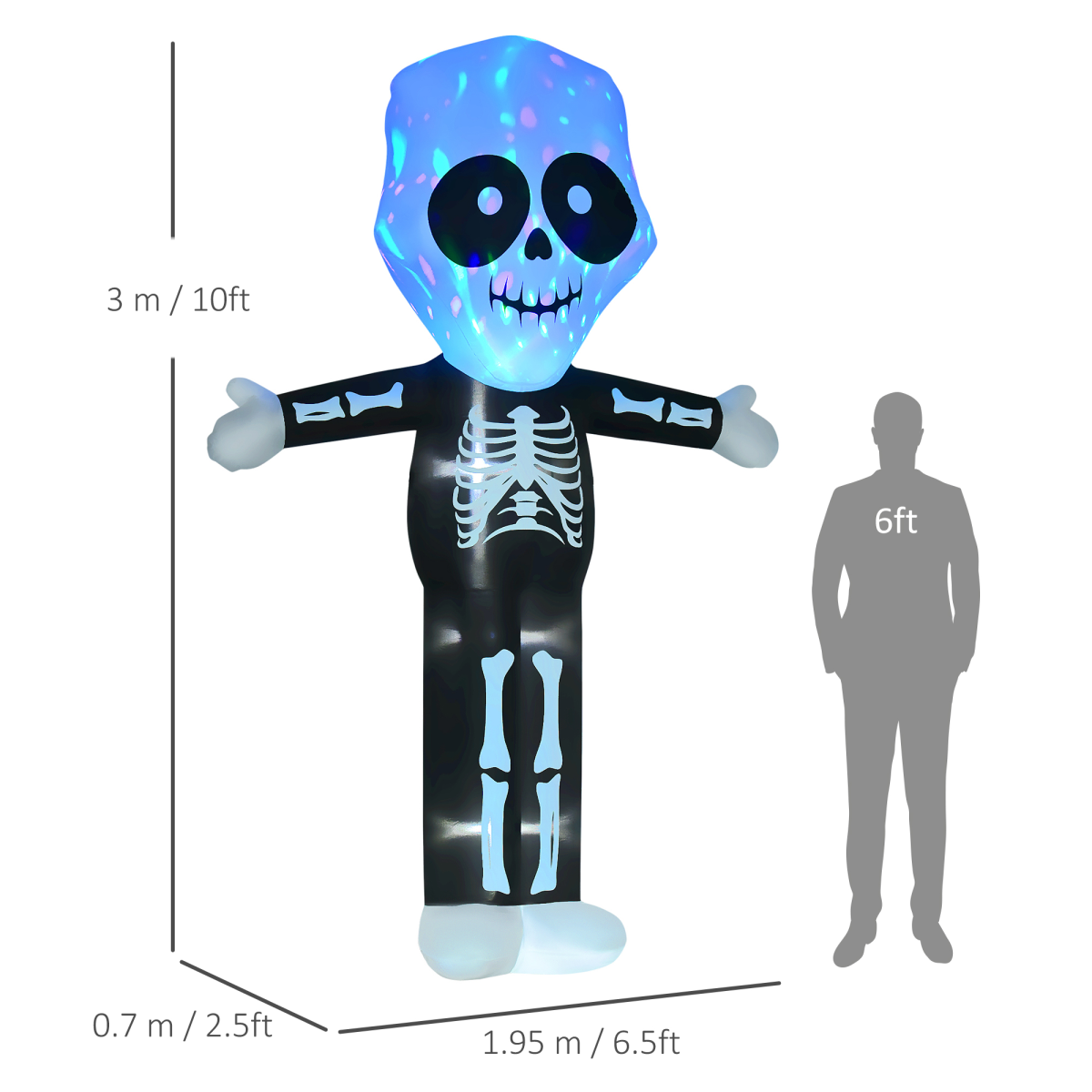 3m Halloween Inflatable Skeleton Ghost Deco LED Lighted for Home In-Outdoor - Image 3