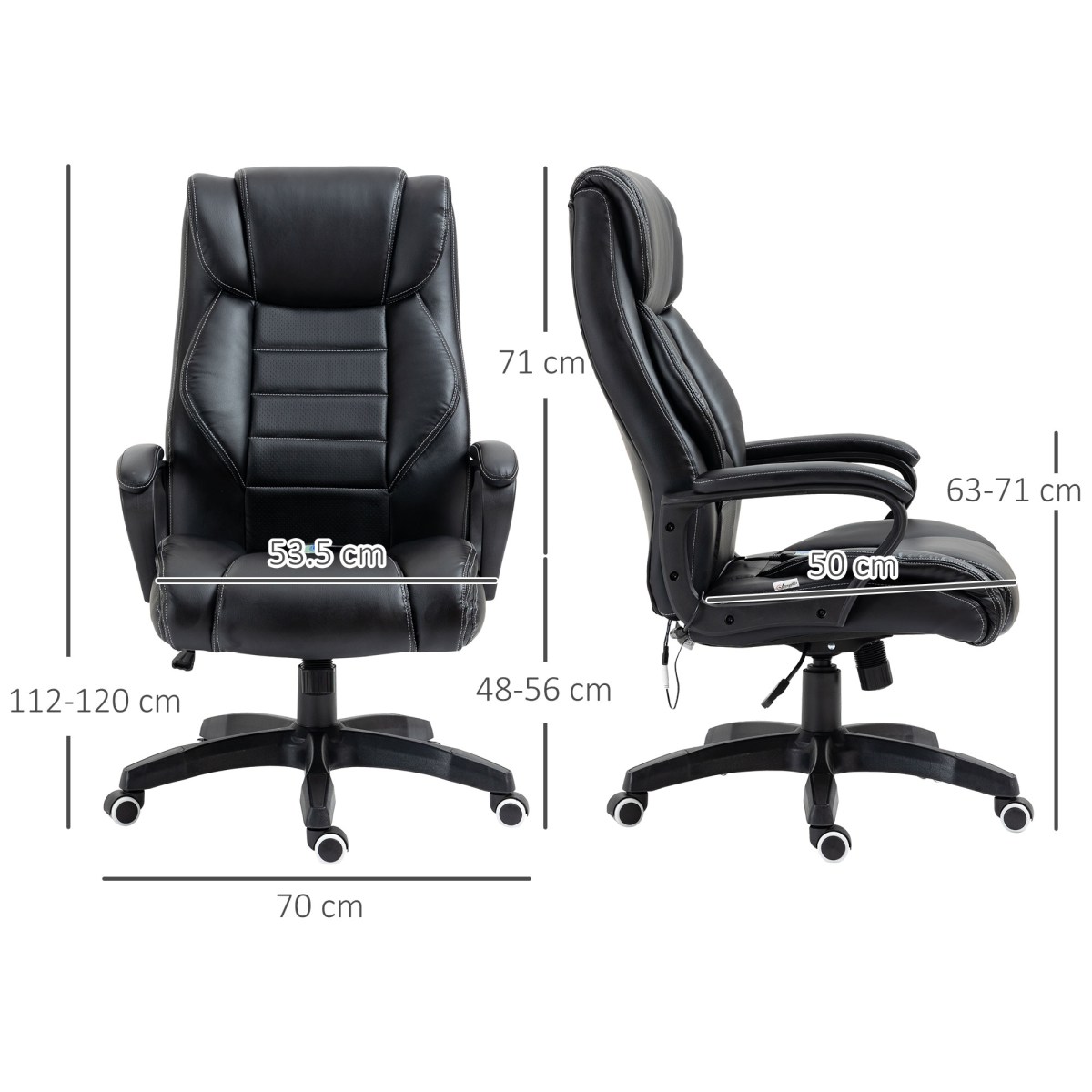 High Back 6 Points Vibration Massage Executive Office Chair, Black Vinsetto - Image 3