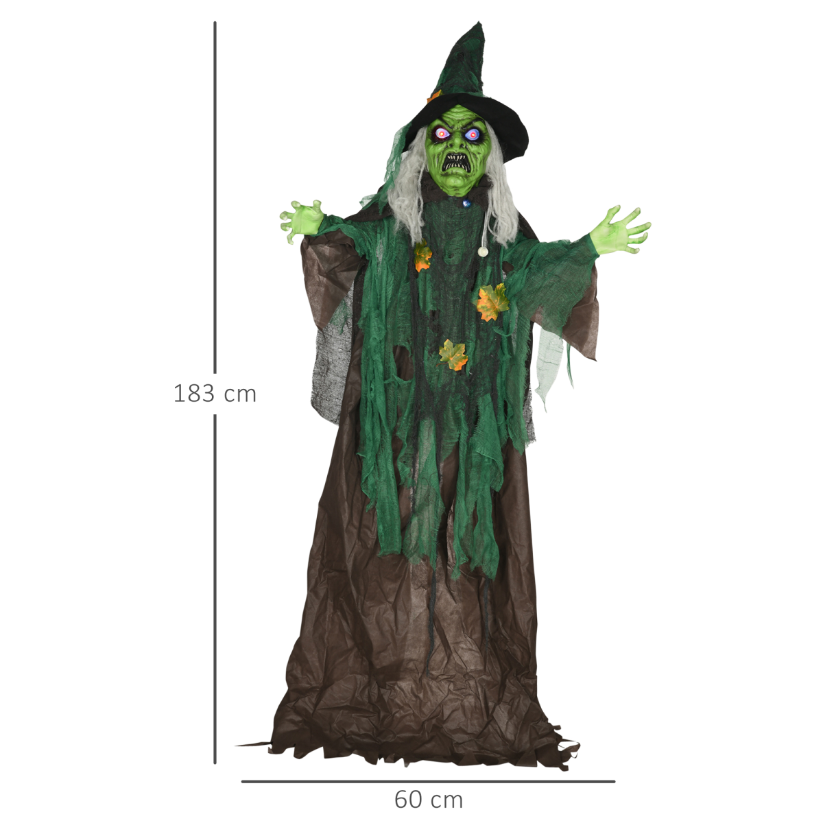 6ft Outdoor Halloween Witch Prop Decoration with Light Up Eyes and Heart - Image 3