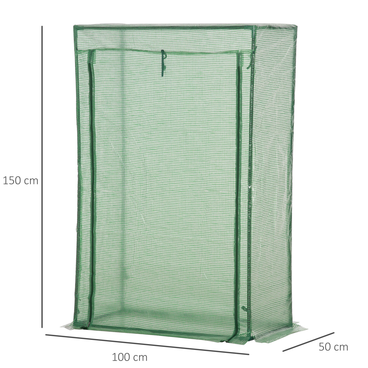 100x50x150cm Greenhouse PE Cover w/ Zipper Roll-up Door Outdoor, Green - Image 3