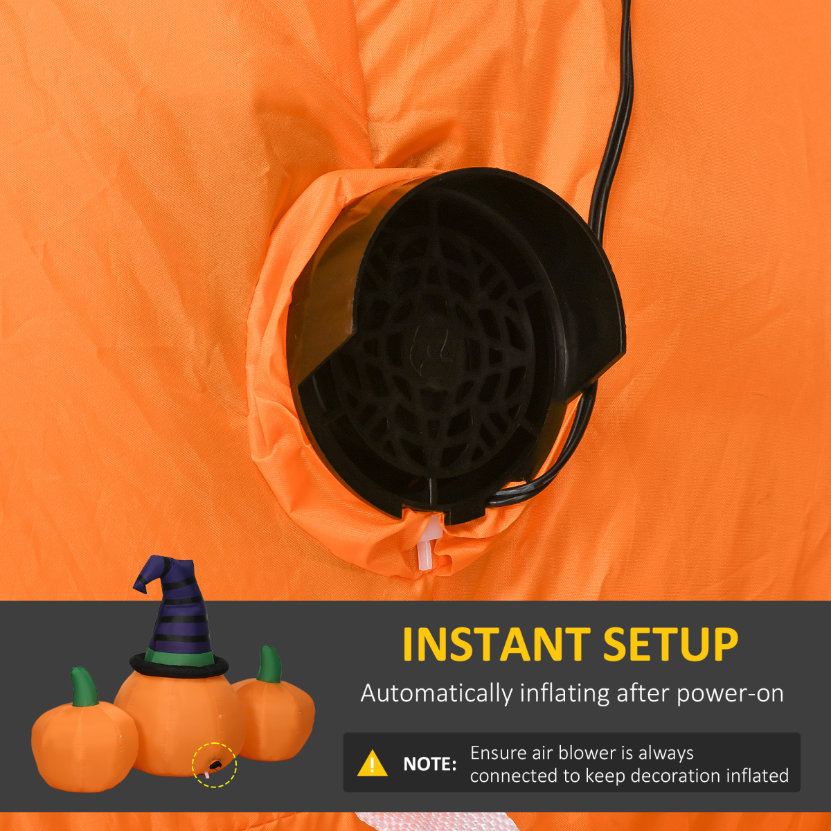 6ft Inflatable Halloween Large Pumpkin Hat with Four Small Pumpkins Blow-Up LED - Image 4