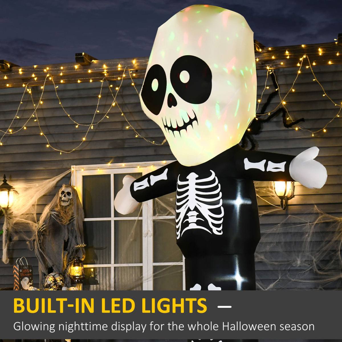 3m Halloween Inflatable Skeleton Ghost Deco LED Lighted for Home In-Outdoor - Image 4