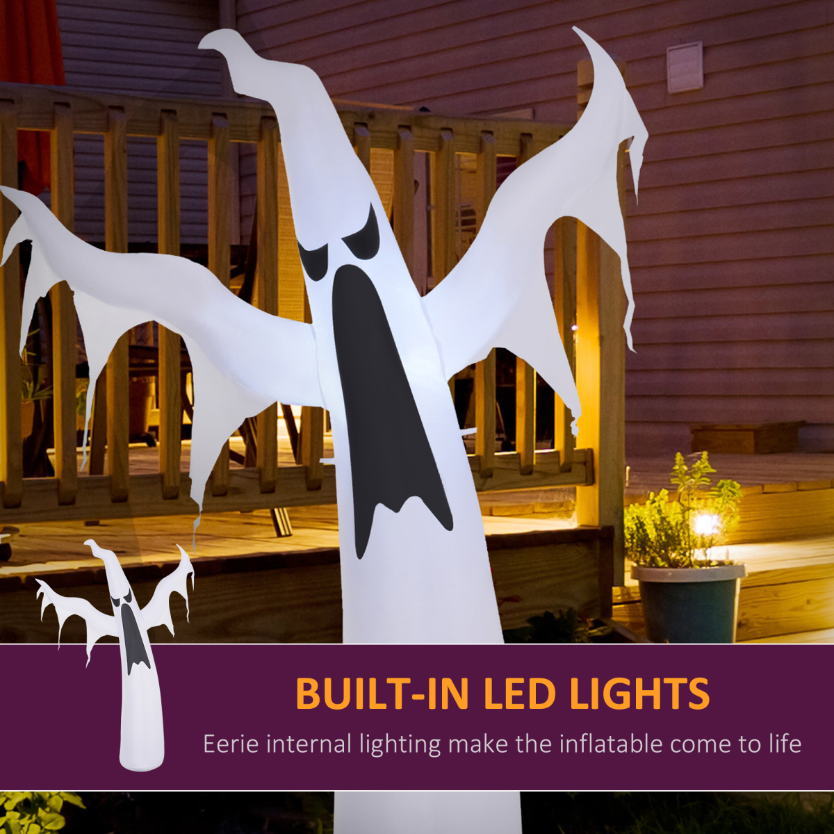 6FT 1.8m LED Halloween Inflatable Deco Floating Ghost Scary Party Outdoors - Image 4