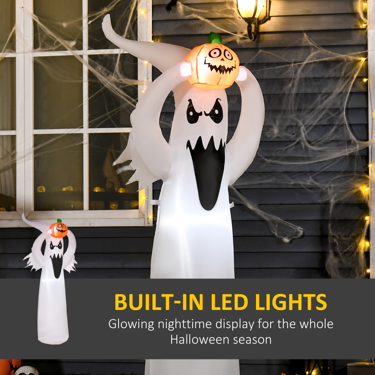 6FT 1.8m LED Halloween Inflatable Deco Floating Ghost & Pumpkin Party Outdoors - Image 4
