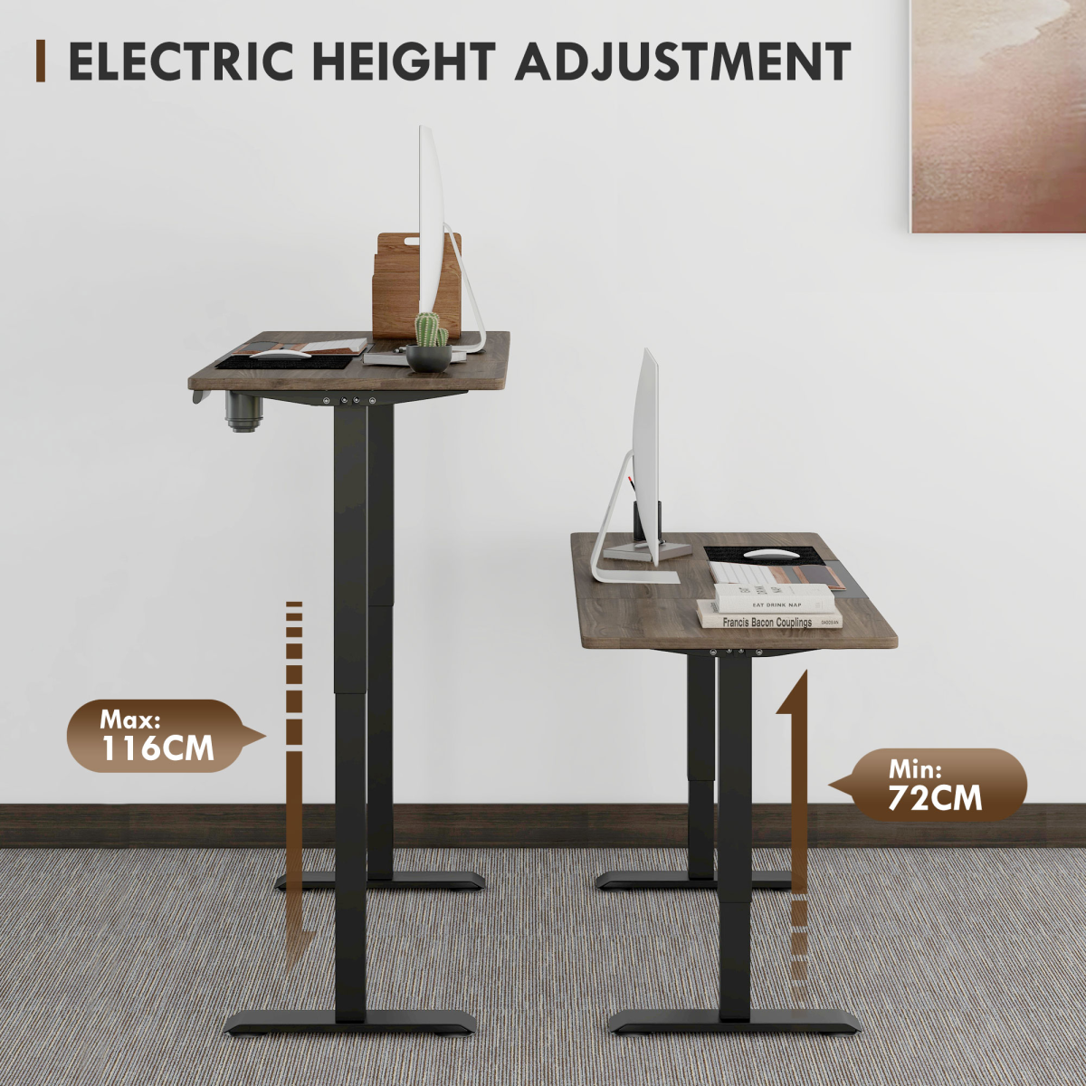 Height Adjustable Electric Standing with 4 Memory Preset Black Vinsetto - Image 4