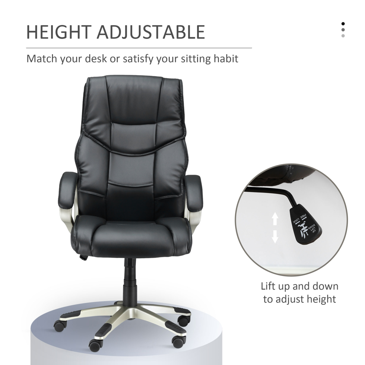 Executive Computer Office Desk Chair PU Leather Swivel Chairs High Back - Image 4