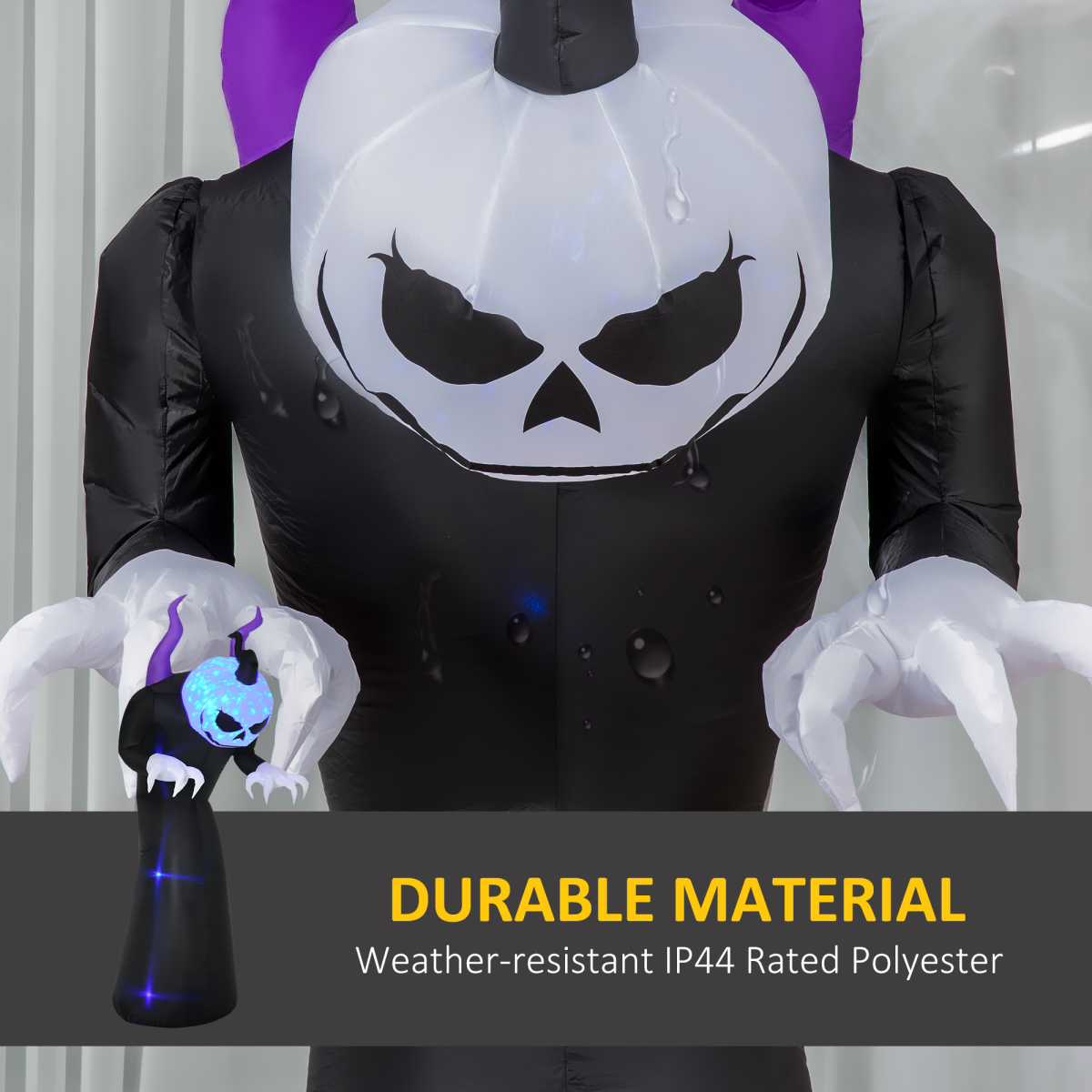7ft Inflatable Halloween Ghost Horns Blow-Up Outdoor LED Display Flame Effect - Image 5