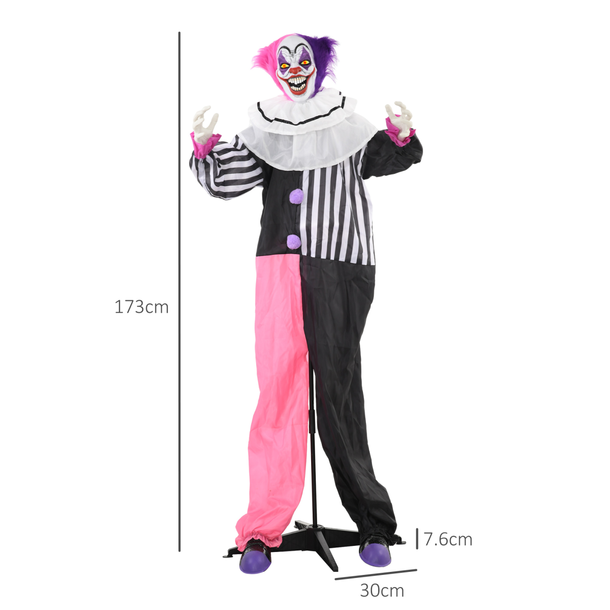 Halloween Clown Animatronic Prop with Light Up Eyes, for Indoor Outdoor - Image 5