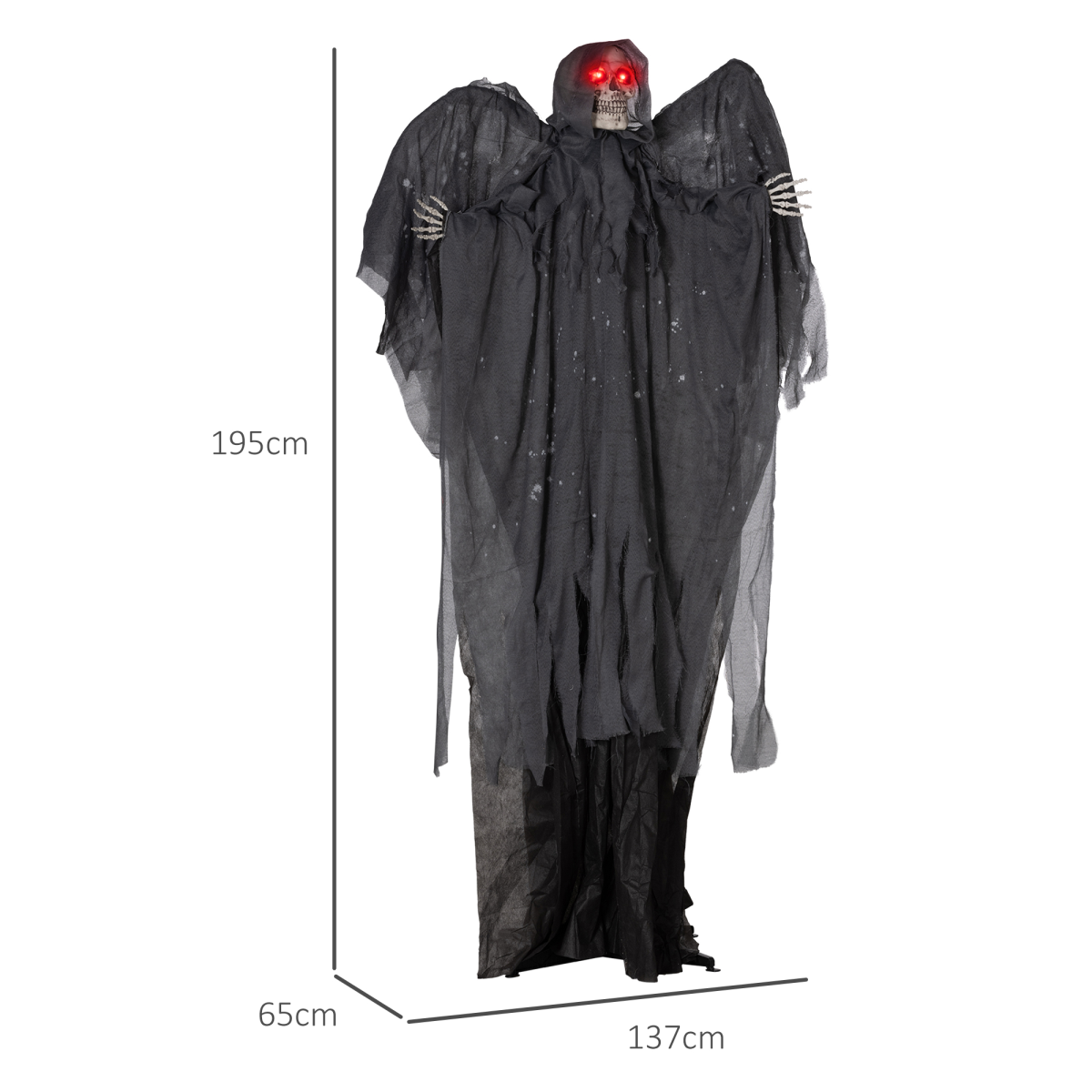 Winged Grim Reaper Animatronic Prop w/ Light Up Eyes, for Haunted House - Image 5