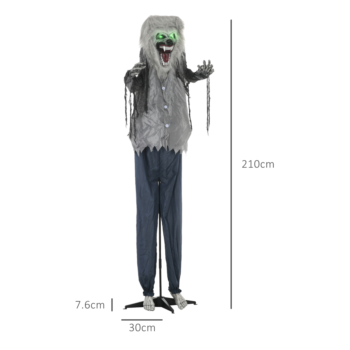 Halloween Skeleton Werewolf Animatronic Prop with Light Up Eyes - Image 5