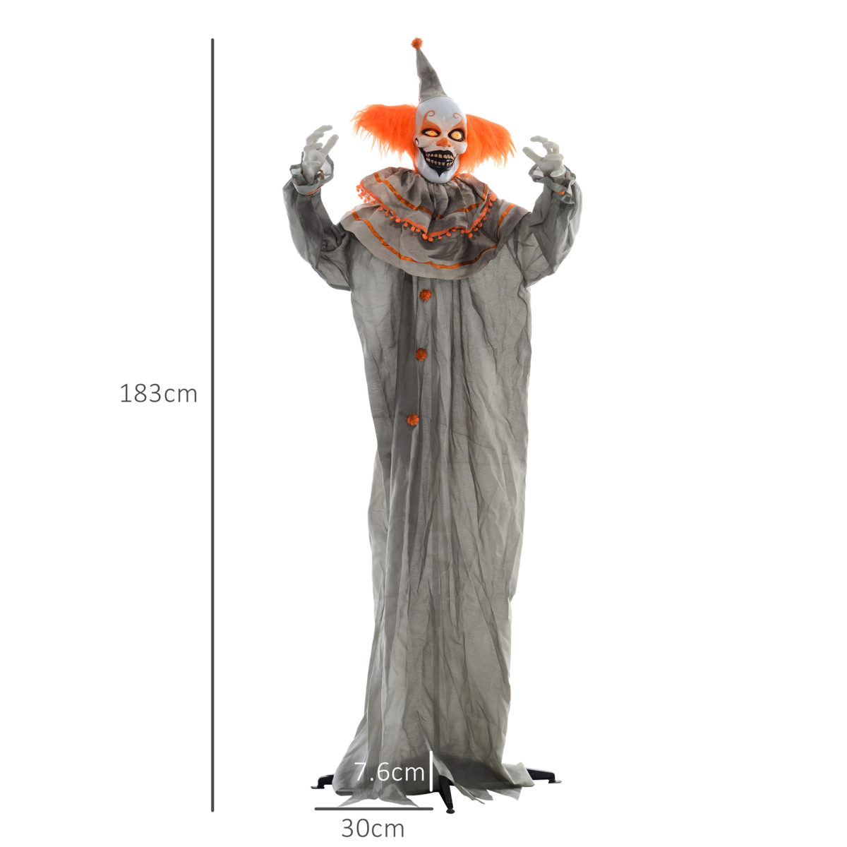 Halloween Clown Animatronic Prop with Light Up Eyes, for Indoor Outdoor - Image 5